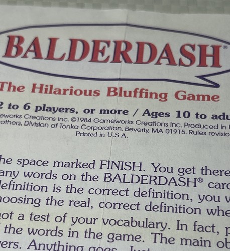 Balderdash instructions sheet - balderdash,